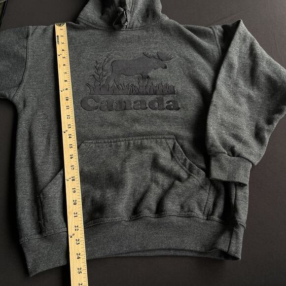 Canada Unisex Hooded Sweatshirt Medium Gray Moose Velvet Logo Vacation Hoodie - Picture 8 of 9
